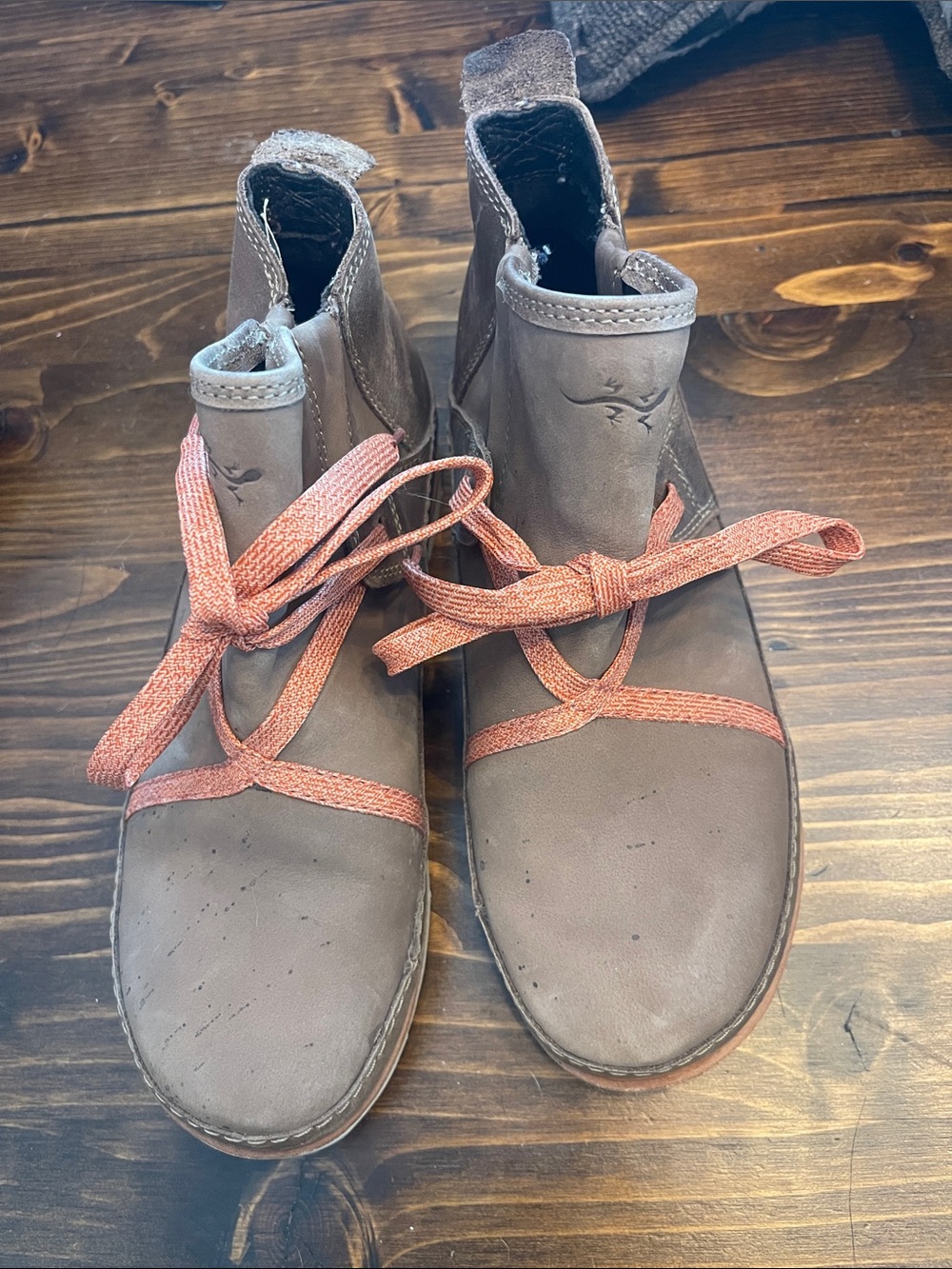 Chaco Brown Ankle Boots with Coral Laces